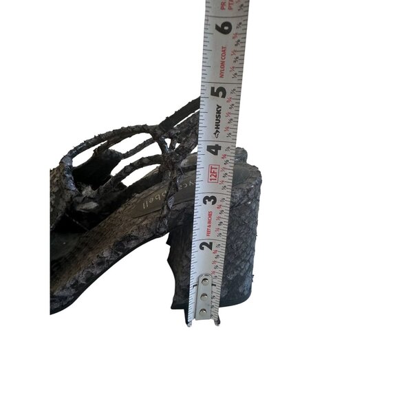 JEFFREY CAMPBELL Gray Black Snake Print Leather Sandals Heels Size 6.5 - Picture 6 of 7